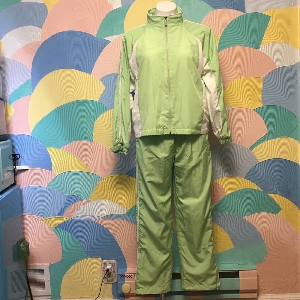 Vintage 80s Studio Works green jumpsuit Sz MP